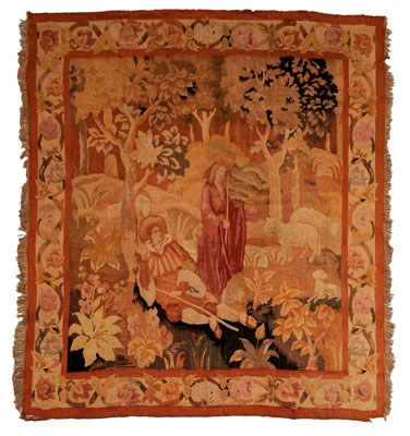 Appraisal: Hand-Loomed Tapestry Continental probably th century woodland scene shepherd and