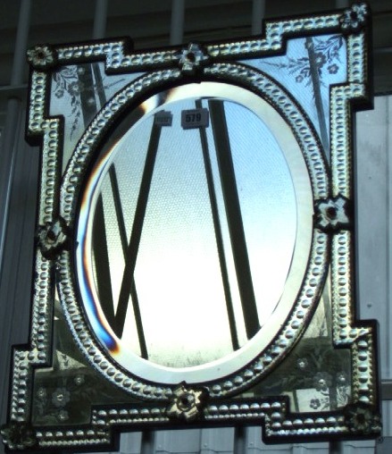 Appraisal: A Venetian glass rectangular wall mirror