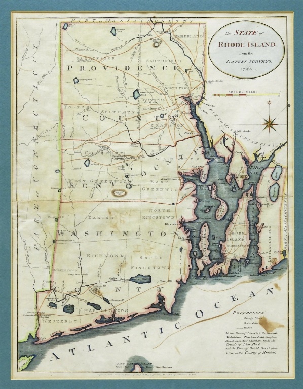 Appraisal: STATE OF RHODE ISLAND HAND COLORED MAP New York Dated