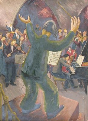 Appraisal: Priscilla Hanbury - The Conductor Oil on Reeves sketching paper