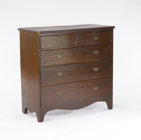 Appraisal: CHIPPENDALE CHEST Mahogany with two over three drawer configuration th