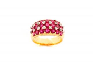 Appraisal: k Yellow Gold Genuine Ruby Diamond Band An k yellow