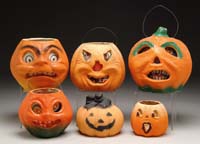 Appraisal: LOT OF SIX JACK-O-LANTERNS Best is battery operated light-up lantern