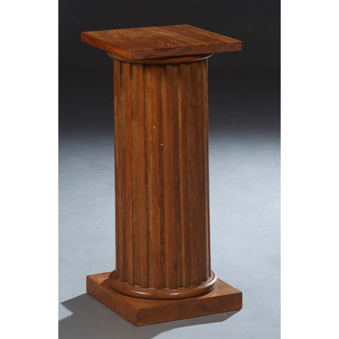 Appraisal: Carved Cypress Pedestal th c the square top over a