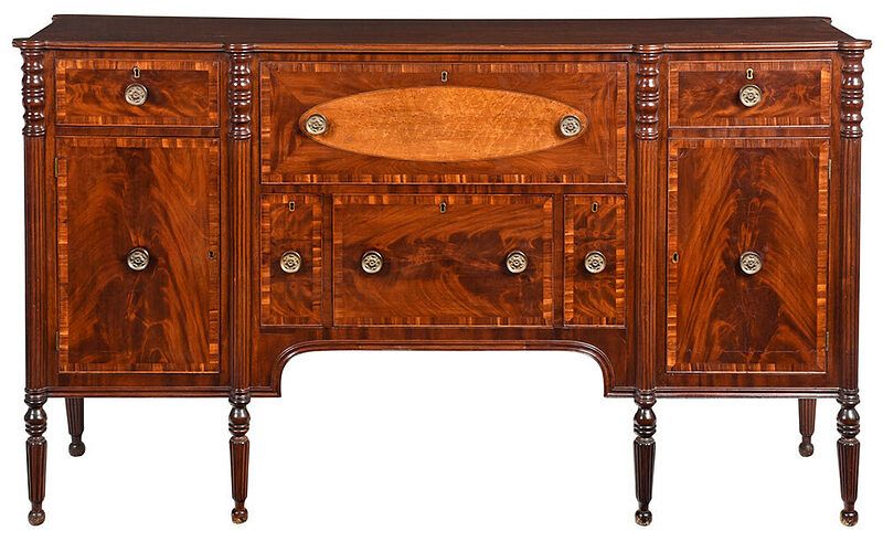 Appraisal: Rare Signed Dated New Hampshire Federal Sideboard bottom of one