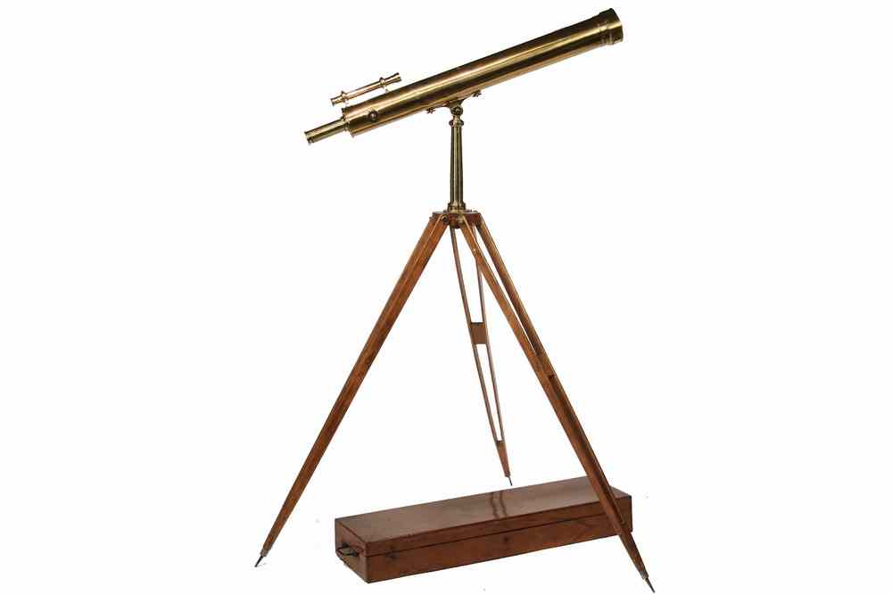 Appraisal: FRENCH BRASS TELESCOPE W CASE TRIPOD - th c French