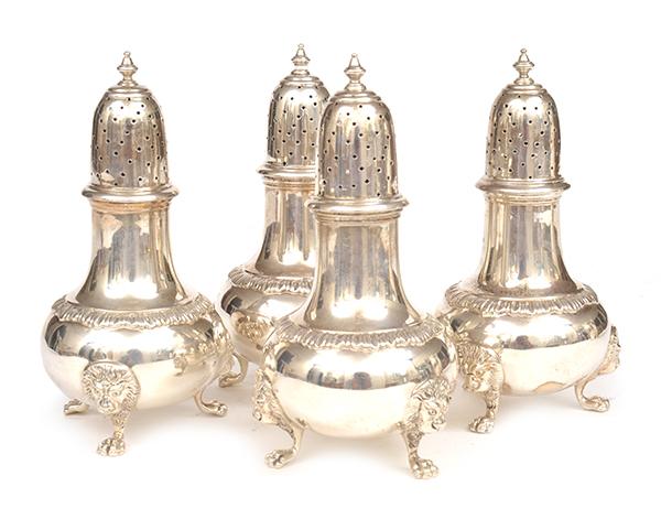 Appraisal: SET OF FOUR EDWARD VII STERLING SILVER PEPPERETTES MAKER'S MARK