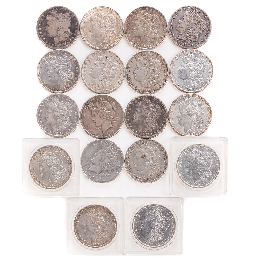 Appraisal: Different Morgan Peace Silver Dollars XF Cleaned -S Good Obverse