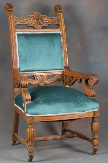 Appraisal: Antique oak highly carved Arm Chair circa - with heavily