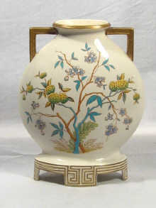 Appraisal: A moon vase decorated with flowers circa