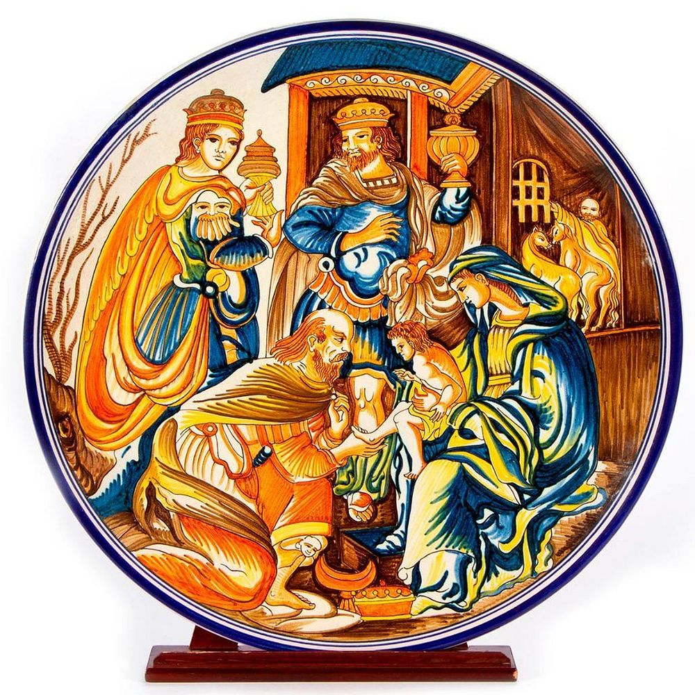 Appraisal: An Italian majolica charger An Italian majolica charger depicting the