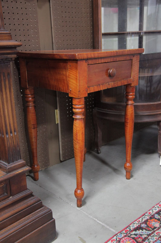 Appraisal: AMERICAN COUNTRY SHERATON NIGHT STAND th century Curly maple with