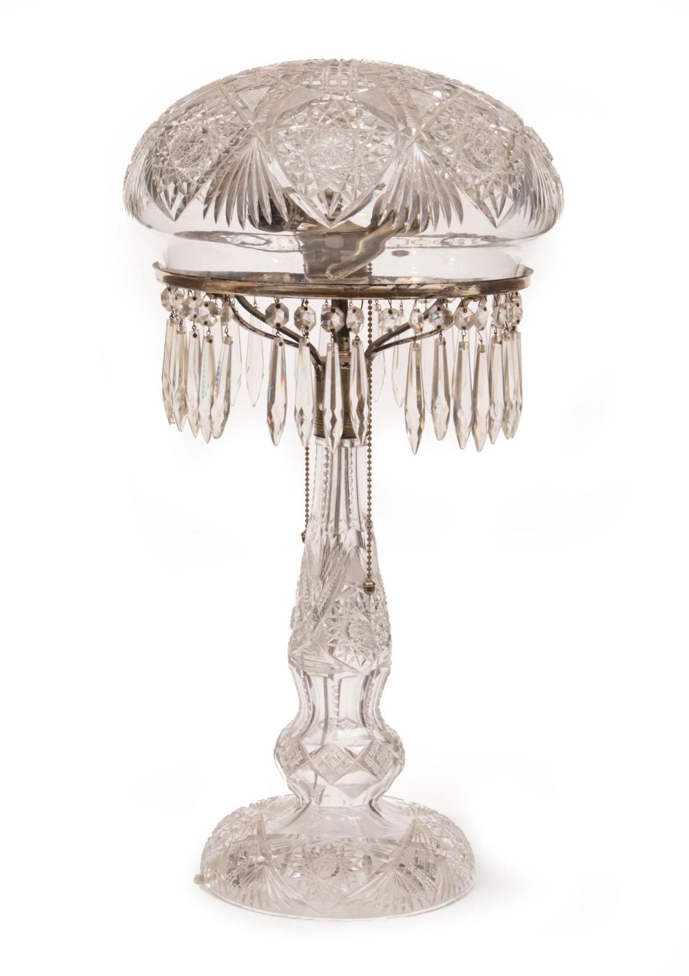 Appraisal: Large American Brilliant Cut Glass and Silverplate Table Lamp c