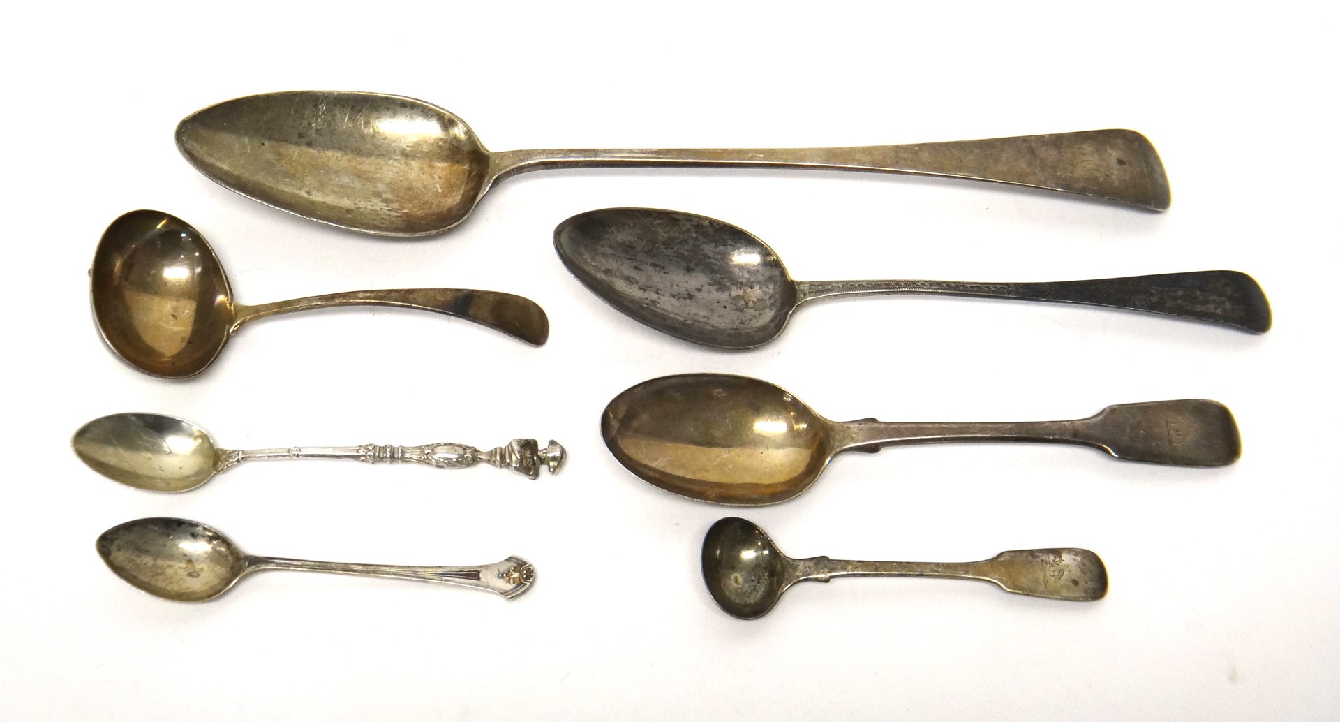 Appraisal: Silver comprising an Old English pattern basting spoon London a