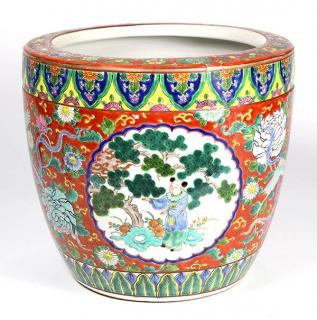 Appraisal: Japanese Small Ceramic Hibachi Japanese enamel ceramic small hibachi decorated