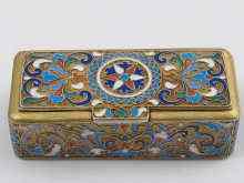 Appraisal: A Russian silver gilt and cloisonne enamel snuff box circa