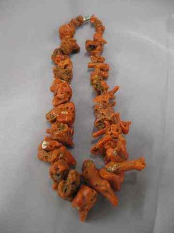 Appraisal: Natural Red Coral Necklace nugget style '' long