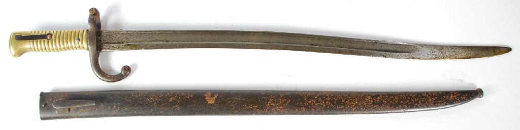 Appraisal: FRENCH LATE NINETEENTH CENTURY SWORD BAYONET with brass grip having