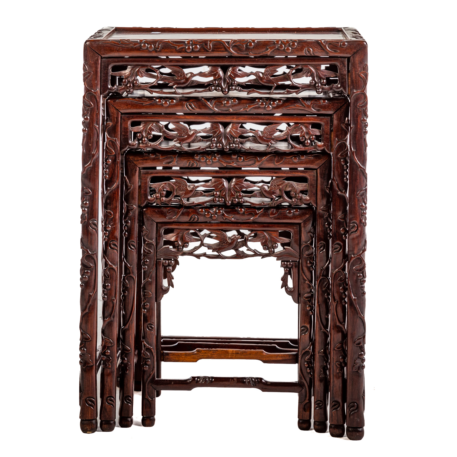 Appraisal: SET OF FOUR CHINESE ROSEWOOD NESTING TABLES Graduated set of