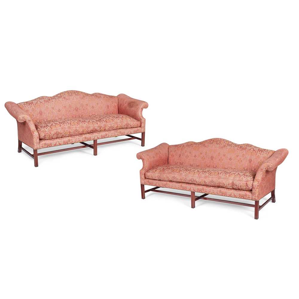 Appraisal: PAIR OF WHYTOCK REID MAHOGANY FRAME SOFAS TH CENTURY the