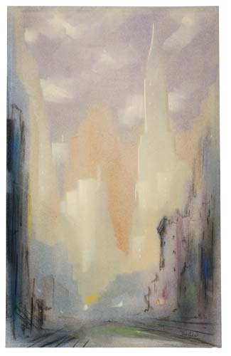 Appraisal: LEON DOLICE Chrysler Building New York Color pastels on tan