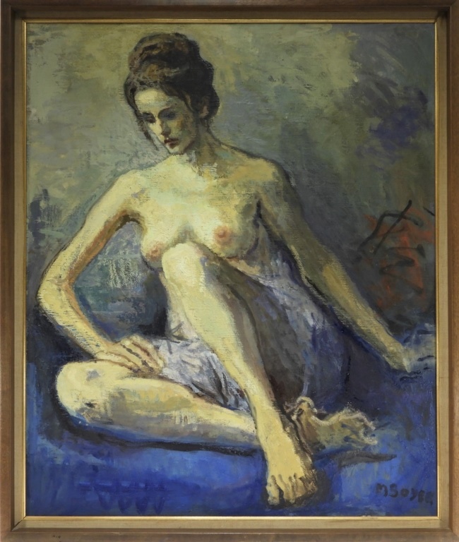 Appraisal: MOSES SOYER O C PAINTING OF A SEATED FEMALE NUDE