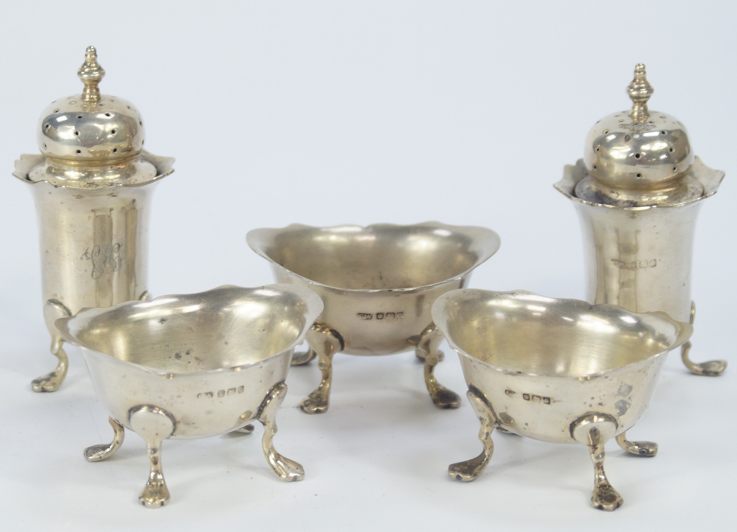 Appraisal: A late Victorian silver five-piece cruet set by George Wish