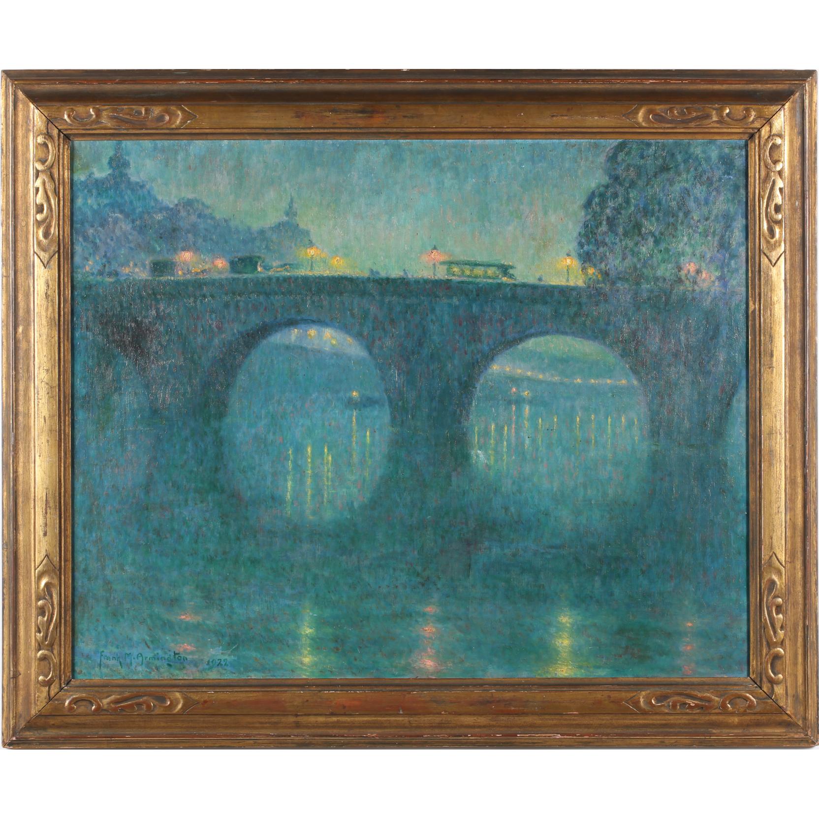 Appraisal: Frank Armington - Pont Royal Paris le soir oil on