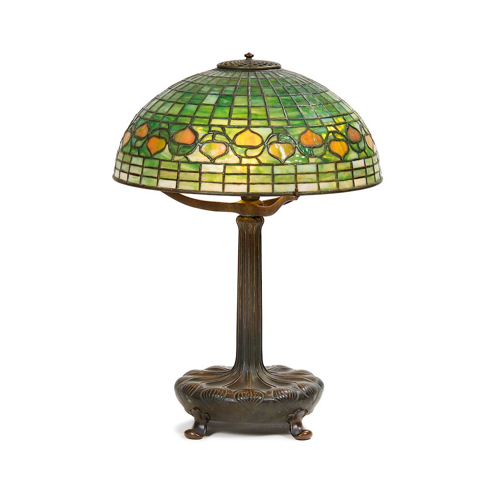 Appraisal: Tiffany Studios Leaf and Vine Leaded Glass Table Lamp Tiffany