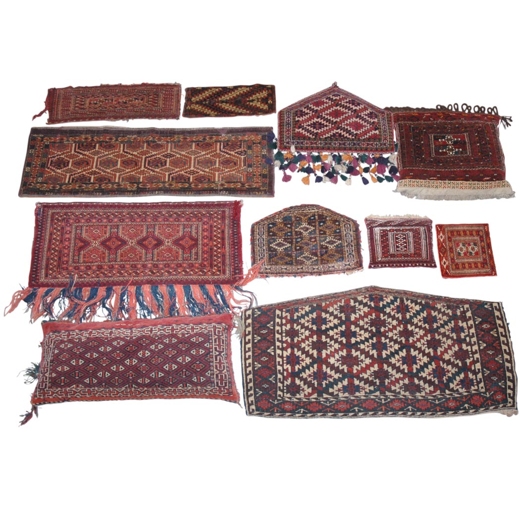 Appraisal: Miscellaneous Group of Eleven Turkoman Bags and Asmalyks West Turkestan