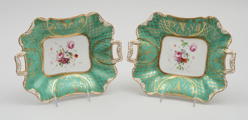 Appraisal: Pair of English Porcelain Two-Handled Dishes Unmarked each with floral