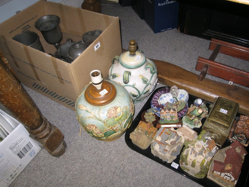 Appraisal: Lot comprising a box of pewter vessels and a mixed