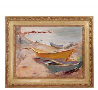 Appraisal: ALICE KENT STODDARD PA CT - Beached Boats at Fish