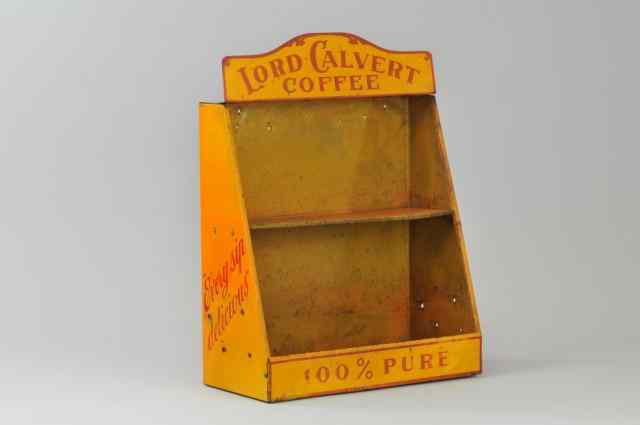 Appraisal: LORD CALVERT COFFEE BIN Lithographed tin two tier store shelf