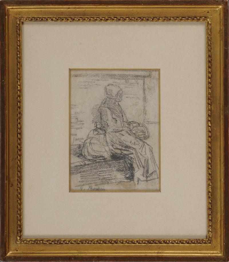 Appraisal: FRENCH SCHOOL STUDY OF A SEATED WOMAN Craypas on paper