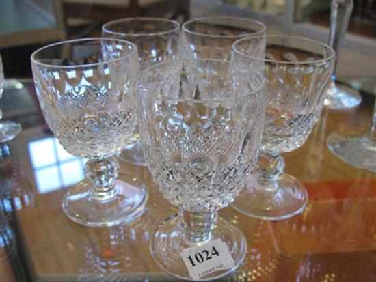 Appraisal: FIVE WATERFORD CRYSTAL SHERRY GLASSES ONE CHIPPED