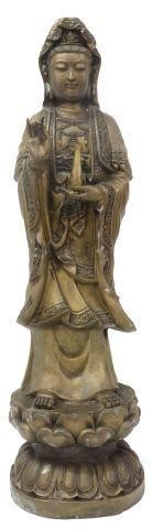 Appraisal: Chinese bronze sculpture Standing Guanyin carrying a vase one of