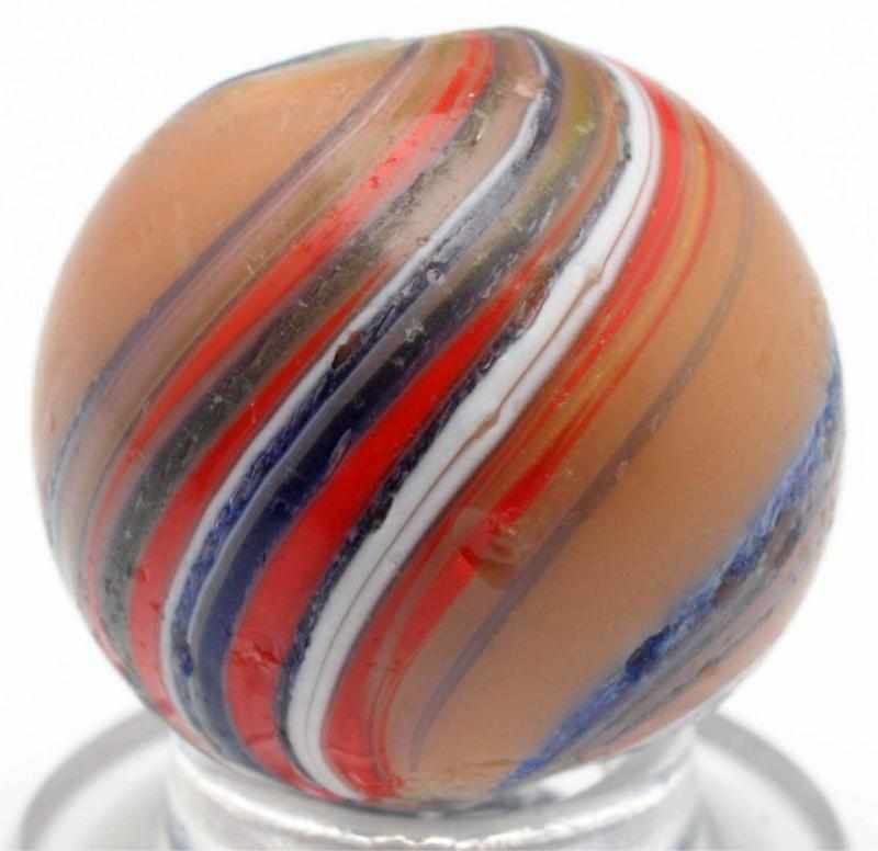 Appraisal: Banded Opaque Swirl Marble Unusual salmon colored base with band