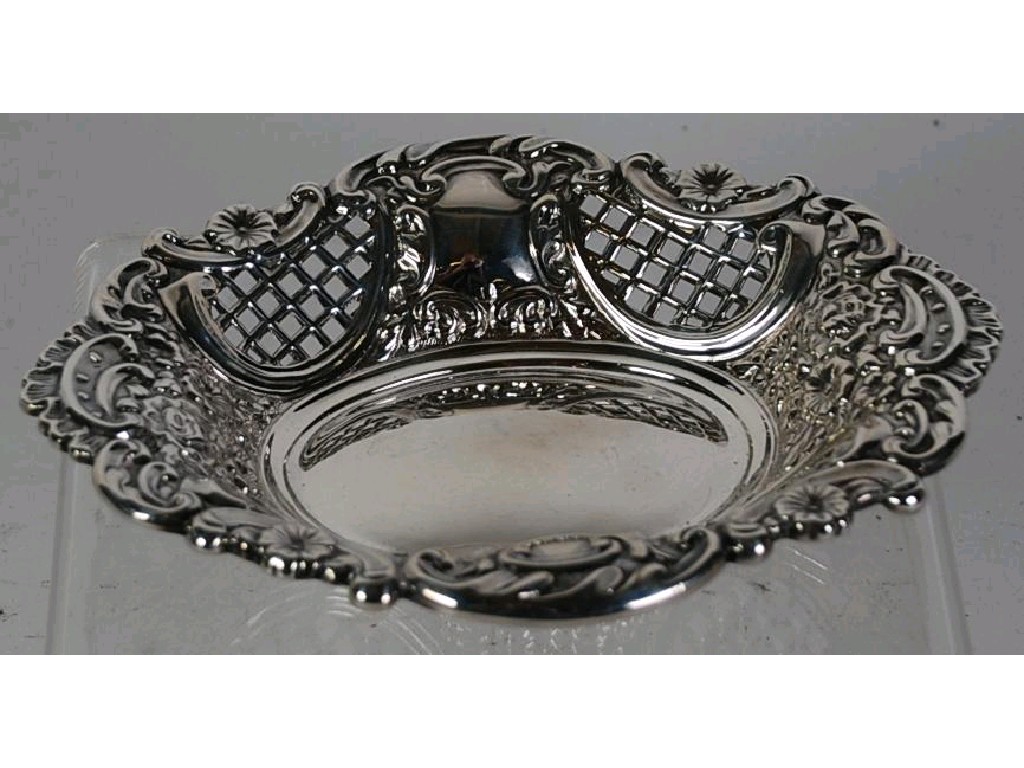 Appraisal: LATE VICTORIAN PIERCED AND EMBOSSED SILVER BON BON DISH by