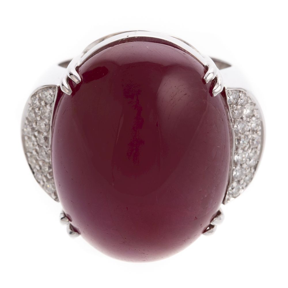 Appraisal: A ct Unheated Ruby Ring with Diamonds in K K