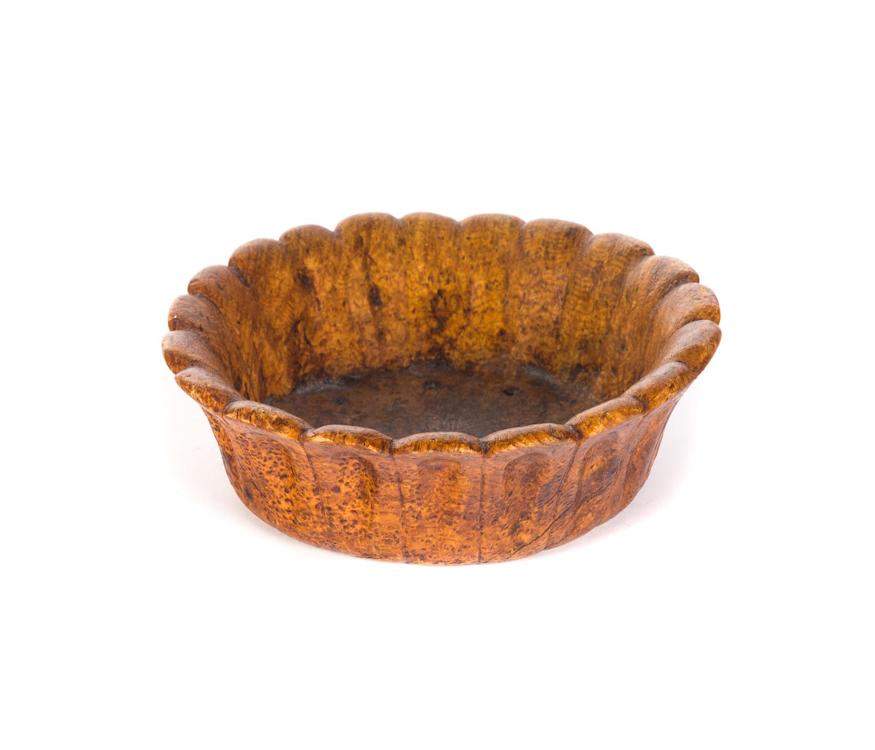 Appraisal: AMERICAN BURL BOWL Late th century Petal shaped bowl with