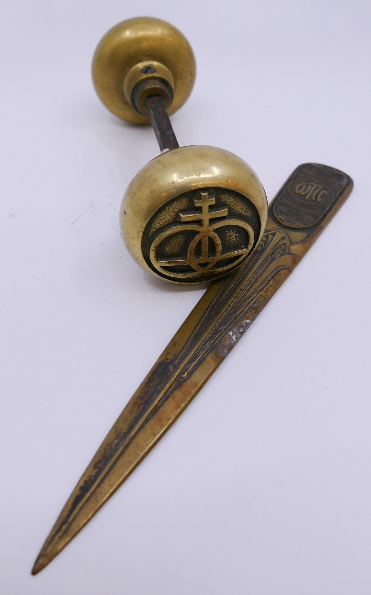 Appraisal: pc Old Arctic Club Door Handle Brass Letter Opener