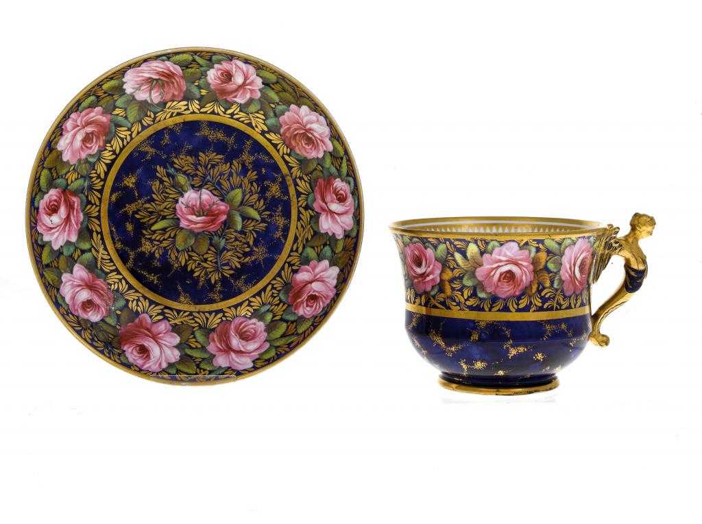 Appraisal: A SPODE BREAKFAST CUP AND SAUCER of Image-handled Antique shape