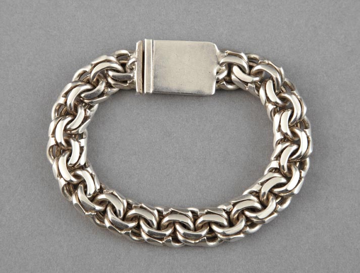 Appraisal: Mexican Sterling Silver Double Curb Link Gentlemen's Bracelet marked Mex