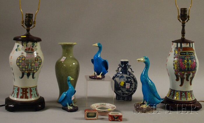 Appraisal: Ten Assorted Asian Ceramic Items two enamel-decorated porcelain partial vase