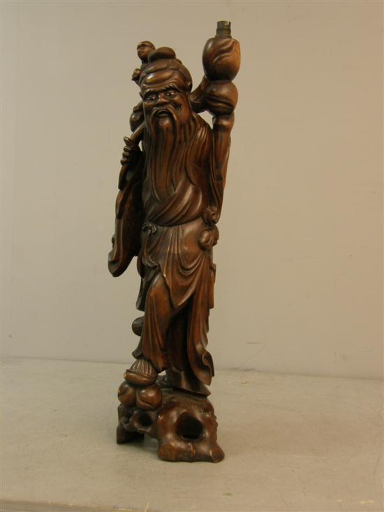 Appraisal: Chinese hard wood carved figure h in