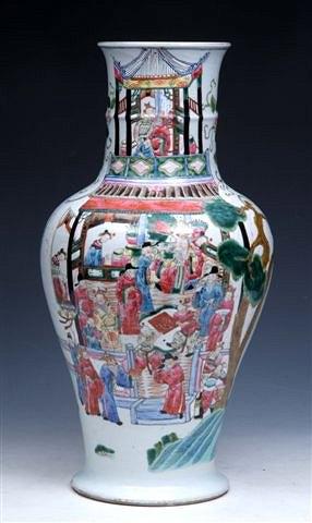 Appraisal: A CHINESE FAMILLE VERTE BALUSTER VASE decorated figures within a