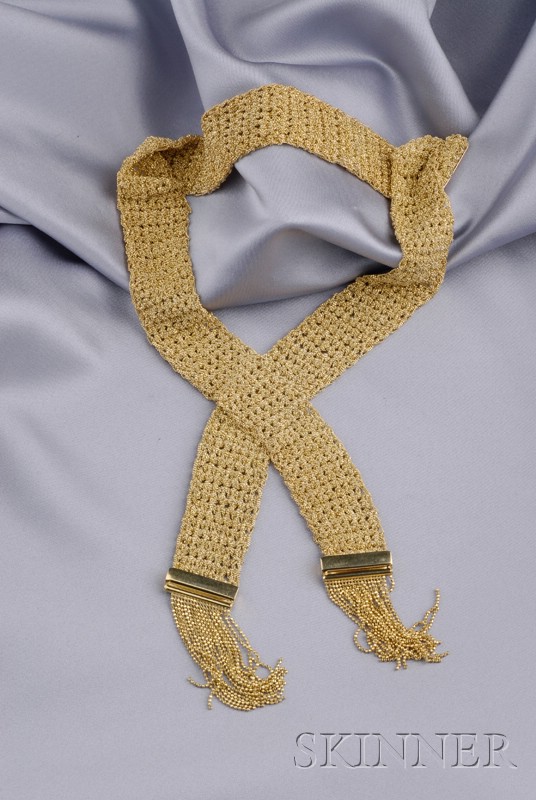 Appraisal: kt Gold Mesh Necklace esigned as a scarf composed of