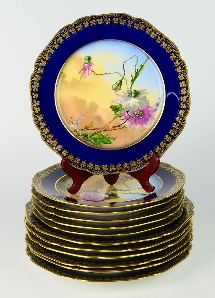 Appraisal: FABULOUS HAND PAINTED LIMOGES DISHES Distributed by Tysdale and Mitchell