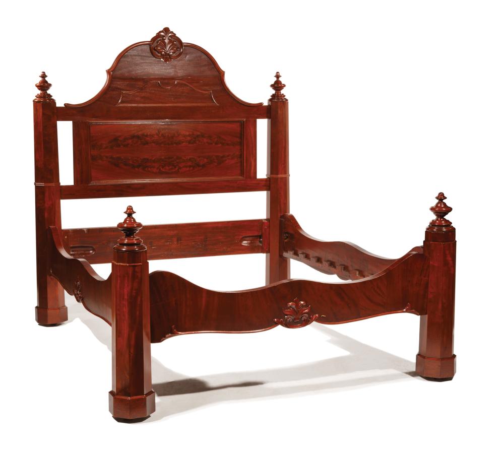 Appraisal: American Rococo Carved Mahogany Bedstead mid- th-c stamped C LEE